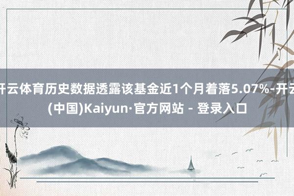 开云体育历史数据透露该基金近1个月着落5.07%-开云(中国)Kaiyun·官方网站 - 登录入口