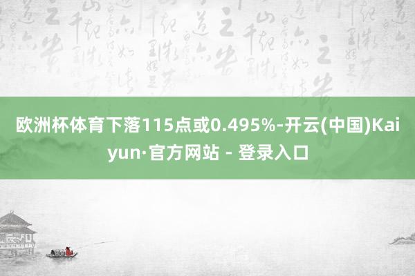 欧洲杯体育下落115点或0.495%-开云(中国)Kaiyun·官方网站 - 登录入口