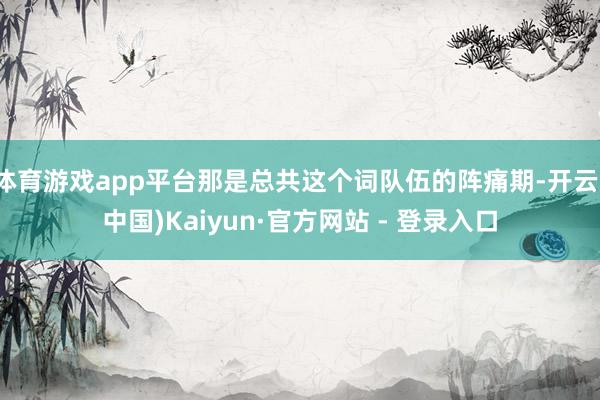 体育游戏app平台那是总共这个词队伍的阵痛期-开云(中国)Kaiyun·官方网站 - 登录入口