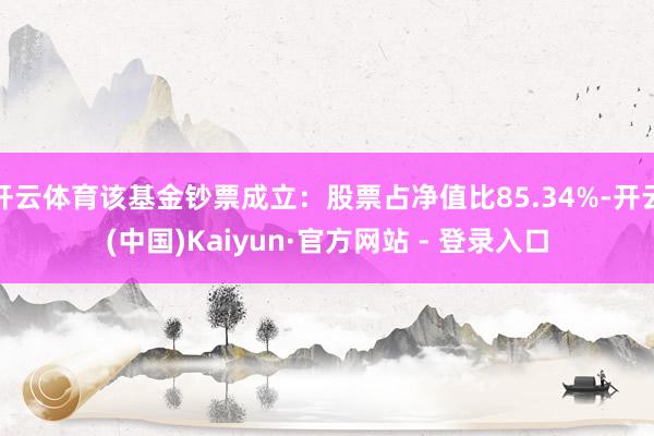 开云体育该基金钞票成立：股票占净值比85.34%-开云(中国)Kaiyun·官方网站 - 登录入口